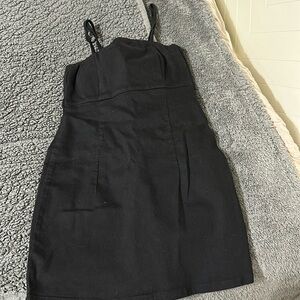 Small black denim mini dress